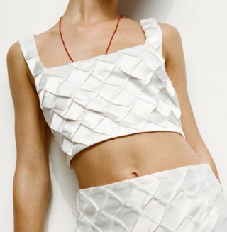 Top Zara efecto seda blanco nuevo
