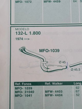 Tubo Salida Colector Seat 132 , MFO-1039