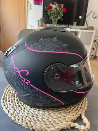 Casco Moto LS2 Talla S Negro y Rosa