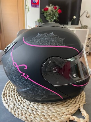 Casco Moto LS2 Talla S Negro y Rosa