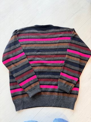 Maglione righe lana merino viscosa cashmere L