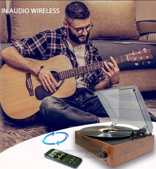 Giradischi Bluetooth con Altoparlanti Aux per Vinili