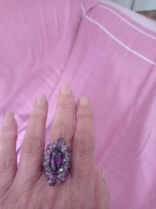 Anillo Swarovski Morado Hecho a Mano