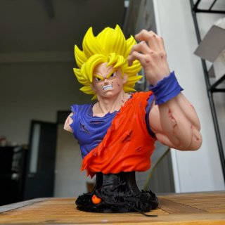 Busto Goku SSJ 1 Impreso 3D coloreado y pintado