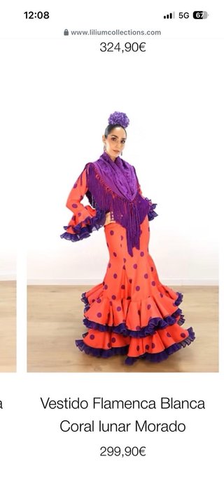 Traje Flamenca Rojo Lunares Púrpura