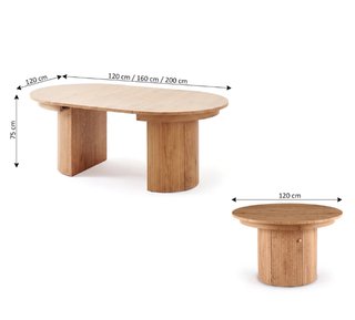 Mesa de comedor extensible de madera