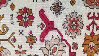 Alfombra Rusa 136x195cm Lana Beige/Rojo