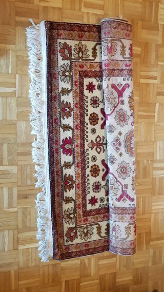 Alfombra Rusa 136x195cm Lana Beige/Rojo
