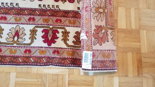 Alfombra Rusa 136x195cm Lana Beige/Rojo