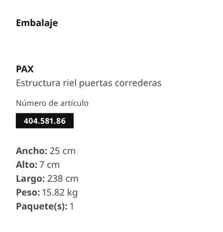 Estructura riel puertas correderas IKEA PAX