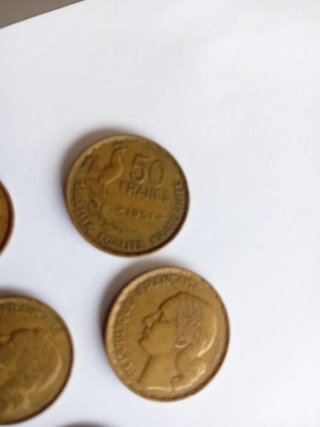Lote 5 monedas Francos Francia 20 y 50