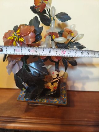 Árbol Bonsái Chino Antiguo Jade Cloisonné