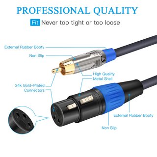 Cavo audio XLR femmina a RCA maschio dual da 7,6 m