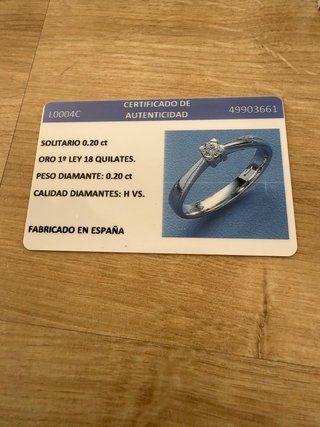 Anillo compromiso oro 18k diamante 0.20ct Luzz