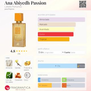 Perfume arabe Ana Abiyedh PASSION.- Lattafa. Nuevo