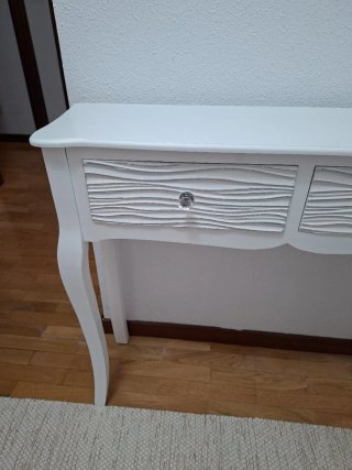 Mesa consola blanca con 2 cajones