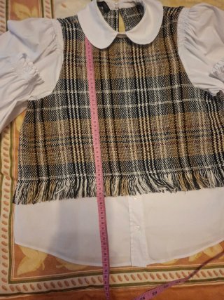 Blusa Zara cuello bebé cuadros S