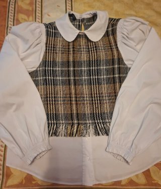 Blusa Zara cuello bebé cuadros S
