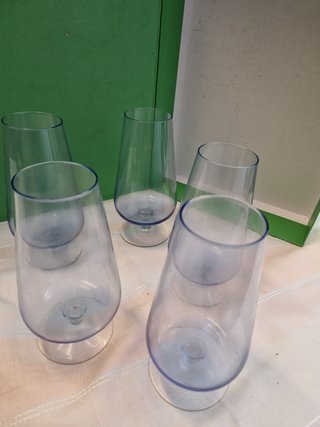 Juego 5 copas cristal azul