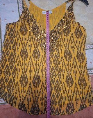 Top Mostaza Lentejuelas Amichi Collection Talla S