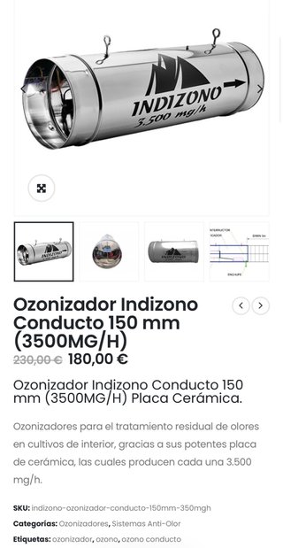 Ionizador Indizono 150mm 3500mg/h