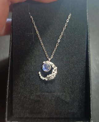 Collar Luna Plata Ley Ópalo Azul