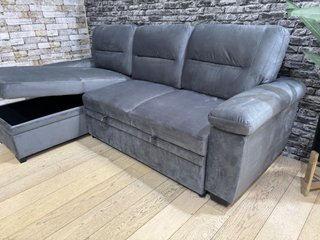 Sofá Cama Chaise Longue Terciopelo Gris 238cm