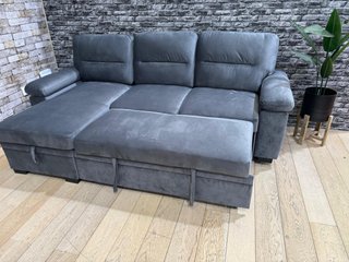 Sofá Cama Chaise Longue Terciopelo Gris 238cm