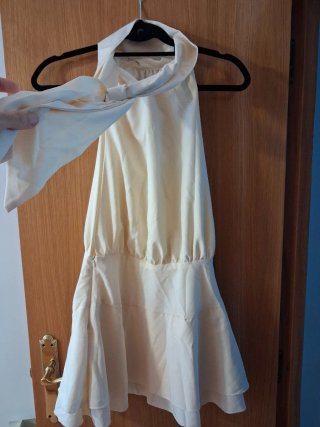 Vestido fiesta elegante blanco roto talla S