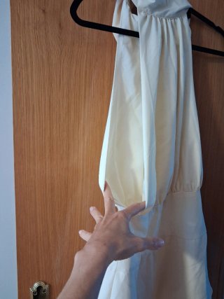 Vestido fiesta elegante blanco roto talla S