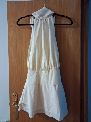 Vestido fiesta elegante blanco roto talla S