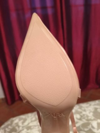 Zapatos tacón Zara rosa satinado Talla 38