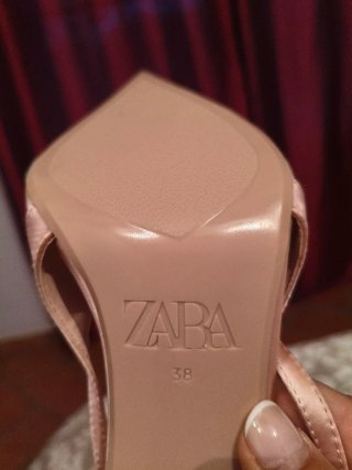 Zapatos tacón Zara rosa satinado Talla 38