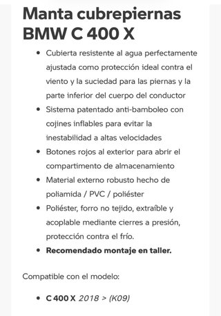 Manta cubrepiernas BMW C 400 X