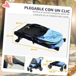 Cochecito Plegable para Mascotas 124x67x100 cm