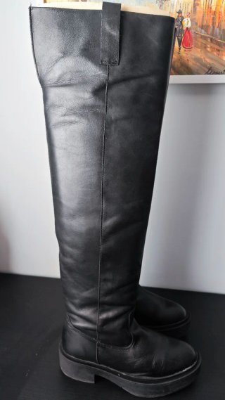 Botas altas de piel Mango negras