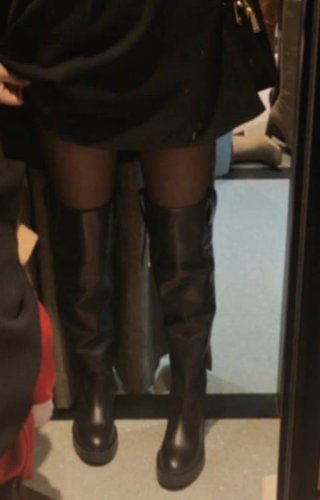 Botas altas de piel Mango negras