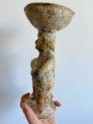 Escultura Candelabro de cerámica antiguo