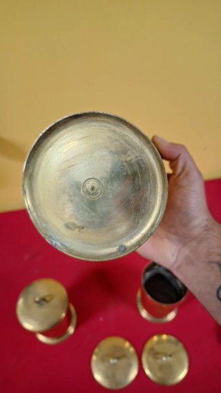 3 Botes Latón Antiguos Baño