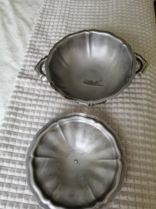 Sopera Vintage Aluminio Tapa Negra
