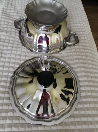 Sopera Vintage Aluminio Tapa Negra