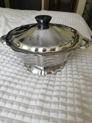 Sopera Vintage Aluminio Tapa Negra