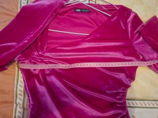 Body terciopelo fucsia Zara Talla S