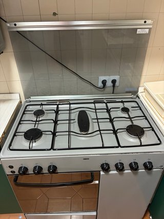 Cocina Zanussi: 5 fuegos, horno y portabombonas.