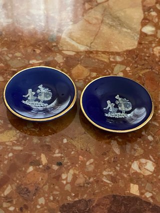 Servizio da tè miniatura Limoges blu cobalto