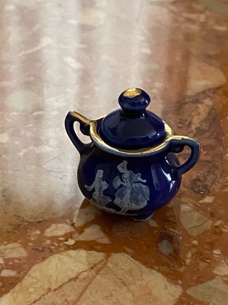 Servizio da tè miniatura Limoges blu cobalto