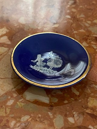Servizio da tè miniatura Limoges blu cobalto