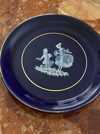 Servizio da tè miniatura Limoges blu cobalto