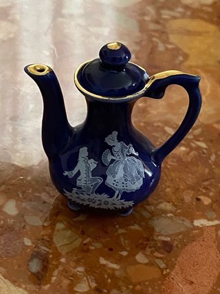 Servizio da tè miniatura Limoges blu cobalto