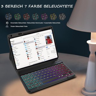 Funda teclado iluminado inalámbrico portátil
